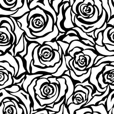 Güllü, şakayıklı, soyutlanmış, beyaz arka planda geometrik desenli kusursuz desenler. Grafik el mürekkebi çizimi. Duvar kağıdı, ambalaj, ambalaj, şablon, kapak için tasarım