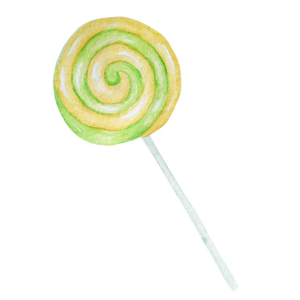 Lollipops jasne kolory na białym tle. Akwarela ręcznie Rawn ilustracji dla projektu menu, karty, zaproszenia. — Zdjęcie stockowe