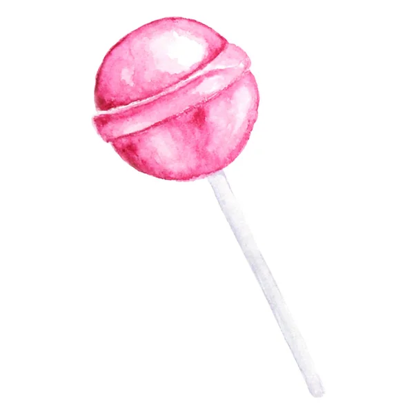 Lollipops cores brilhantes no fundo branco. Watercolor mão rawn ilustração para design de menu, cartões, convites . — Fotografia de Stock
