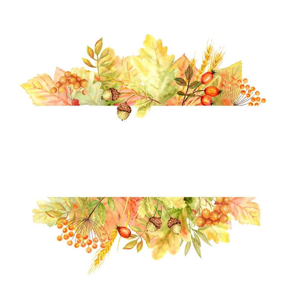 Autumn leaf bright Frame isolated on a white background. Watercolor autumn leaf hand drawn illustration. — Stock Photo, Image