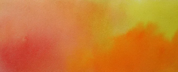 Vodnata maloval vzorek tahů abstraktního štětce. Žluté pozadí s oranžovým červeným přechodem. Podzimní barvy — Stock fotografie