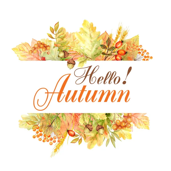 Hello Autumn листья яркие, меня изолировали на белом фоне. Акварельный осенний лист, нарисованный вручную . — стоковое фото