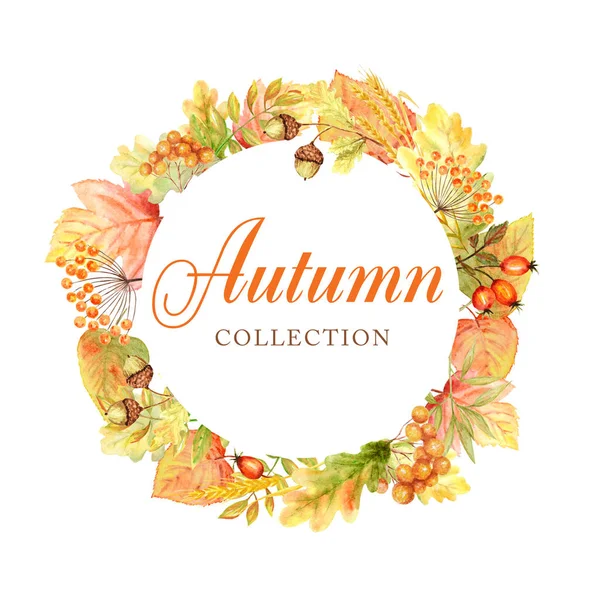 秋叶明亮框架隔离在白色背景上。水彩秋叶手绘插图。新秋季系列 — 图库照片