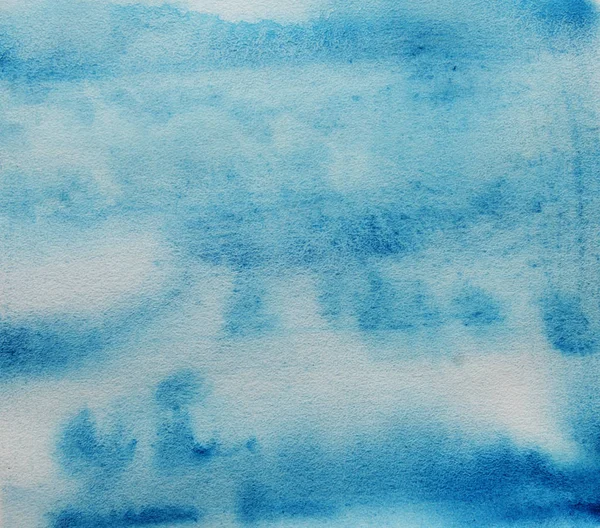 Abstrakte, handbemalte blaue Aquarelle auf weißem Papierhintergrund. blaue Pinselstriche Hintergrunddesign isoliert - Illustration — Stockfoto