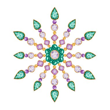 Suluboya Noel kristalkar tanesi. Güzel parlak renkler takı madalyon, broş, boyun dekorasyon. Moda parlak taşlar, aplike rhinestones. Yeni Yıl tebrik kartı tasarımı.