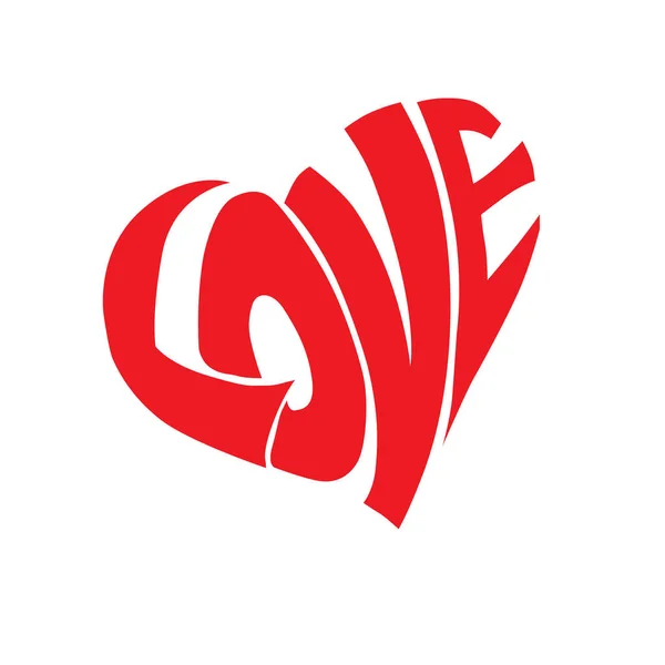 Red Love 'ın kalbi vektör harflerle çizilmiş. Sevgililer Günü tebrik kartı, poster ve tişört baskısı için moda ve grafik tasarımı. Arkaplanda harf cümlesi izole edildi — Stok Vektör