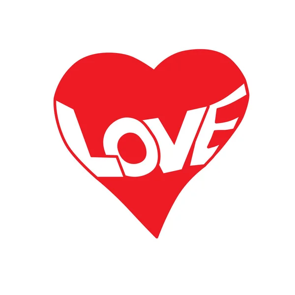 Red LOVE coração mão desenhada vetor letra. Moda e design gráfico para cartão de saudação dia dos namorados, cartaz e t-shirt de impressão. Frase de letras isolada no fundo —  Vetores de Stock