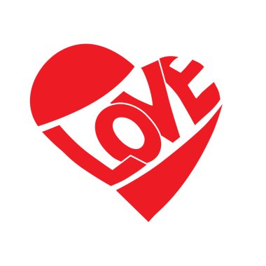 Red Love 'ın kalbi vektör harflerle çizilmiş. Sevgililer Günü tebrik kartı, poster ve tişört baskısı için moda ve grafik tasarımı. Arkaplanda harf cümlesi izole edildi