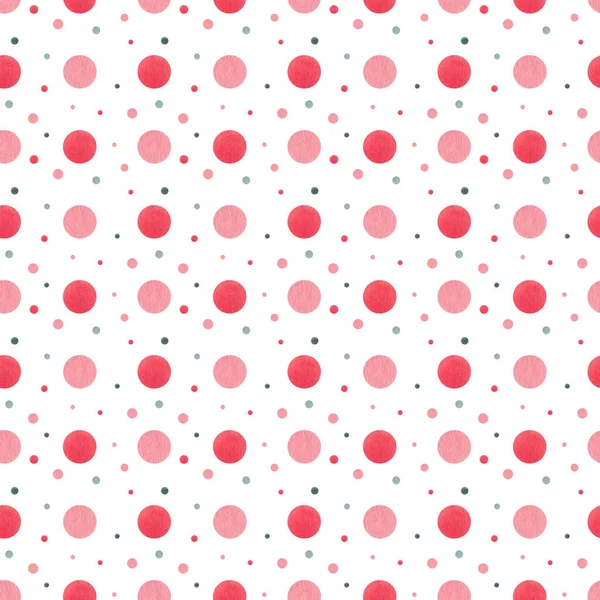 Polka stippen Naadloos patroon, gestippelde stof textuur Roze rood kleurrijk op witte retro stijl achtergrond voor kinderen blog, web design, plakboeken, feest of baby shower uitnodigingen en bruiloft kaarten. — Stockfoto