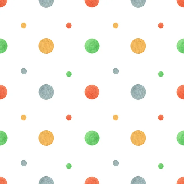 Polka dots Seamless pattern, dotted watercolor fabric texture colorful on white retro style background for kids blog, web design, scrapbooks, party or baby shower invitations and wedding cards. — Stock Photo, Image