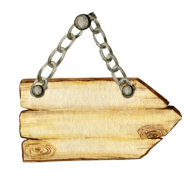 Suluboya tahta ok tabelaları, boş Blank izole edilmiş. Eski, antika El, tahta pankartlar, tahta pankartlar. Metin için boşluk ile illüstrasyon. İleti yolu için işaretler.