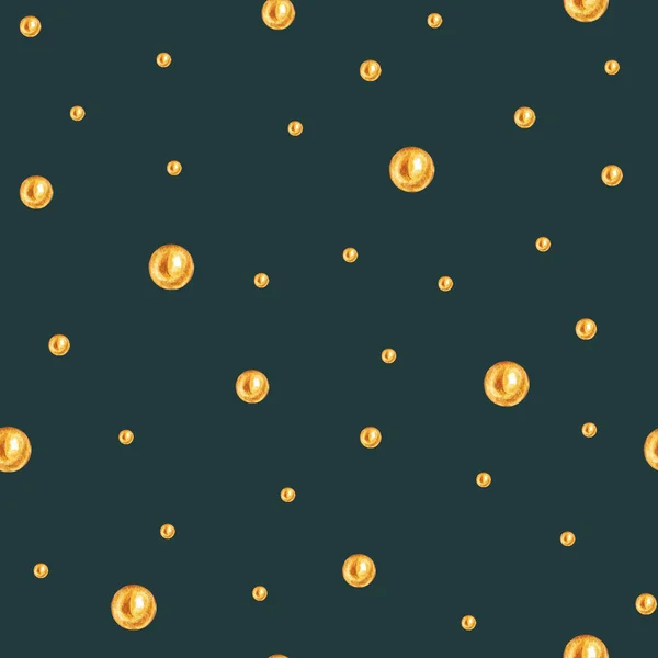 Polka dots Seamless pattern, dotted fabric texture with gold pearl on green background for jewelry shop blog, web design, scrapbooks, party or baby shower invitations and wedding cards. — Stock Photo, Image