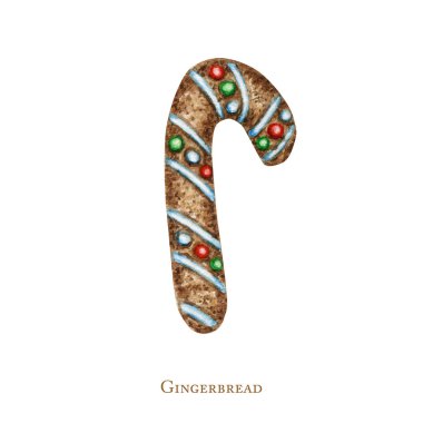 Noel kurabiyeleri, kış tatili tatlı yiyecekler. Suluboya çizimi beyaz arkaplanda izole edildi. Xmas hediyesi ve ağaç süslemeleri. Tebrik kartı tasarımı kavramı