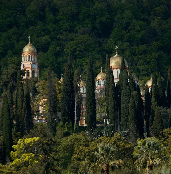Yeşil Ağaçların Arasından Görülen Manastır — Stok fotoğraf