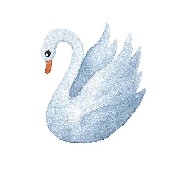 Акварельная иллюстрация лебедя индиго на белом фоне. рука — стоковое фото