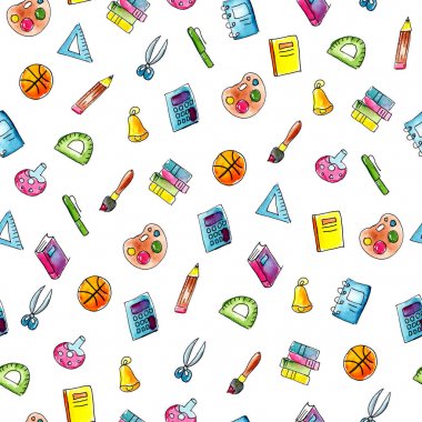 ve okul konularının sorunsuz bir desen suluboya kroki kroki.