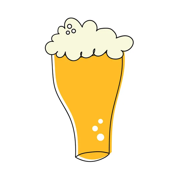 Copo de cerveja leve com espuma. plana. para menu, oktoberfest, para design, cartão de saudação . —  Vetores de Stock