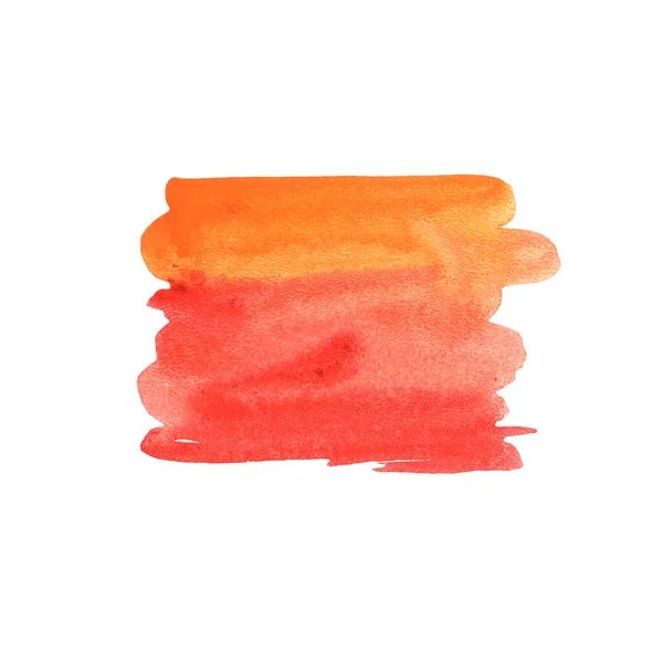 白い背景に赤オレンジ色のサンゴ色の水彩画の秋の汚れ. — ストック写真