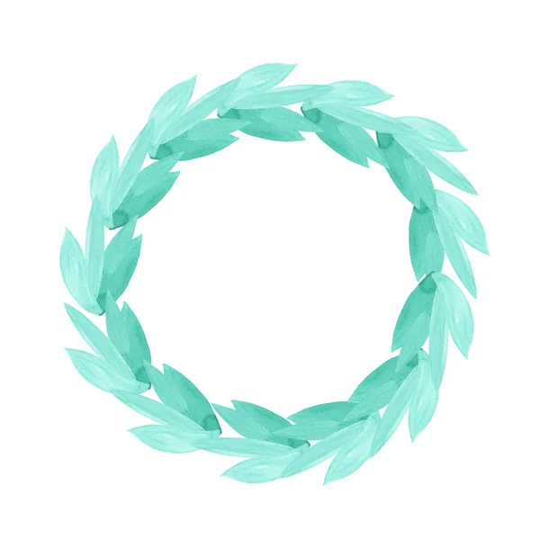 Cor folha verde esmeralda circular e moldura de grinalda. Elemento de design para convites, citações, cartões de felicitações — Fotografia de Stock