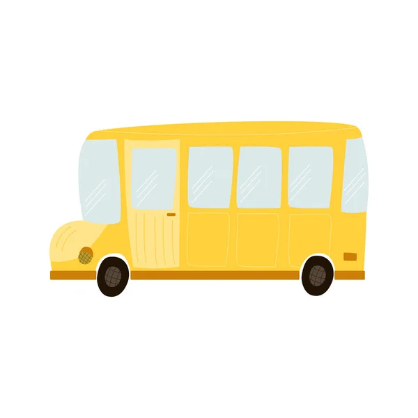 Ilustrace Roztomilého Žlutého Autobusu Bílém Pozadí Kulatý Čepec Retro Světlomety — Stockový vektor