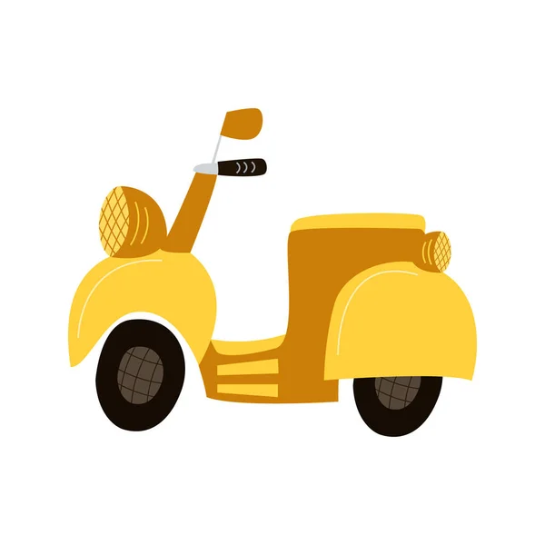 Ilustracja Cute Pomarańczowy Motocykl Stylu Retro Białym Tle Projekt Dziecięcy — Wektor stockowy