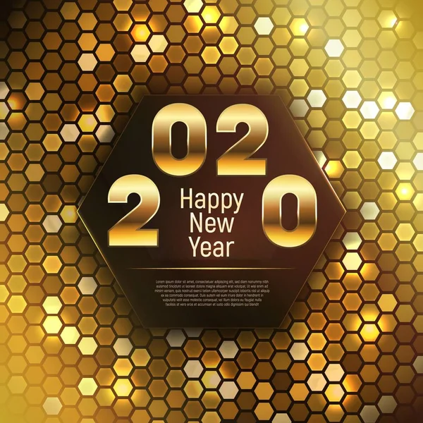 Bannière 2020 et Bonne Année dans les tons dorés . — Image vectorielle