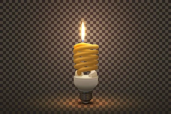 Leuchtstofflampe in Form einer Kerze — Stockvektor