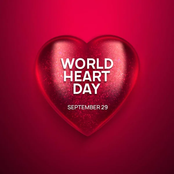 World Heart Day red tone realistic vector illustration — Stock Vector