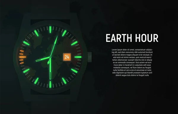 Zeit der Stunde der Erde — Stockvektor