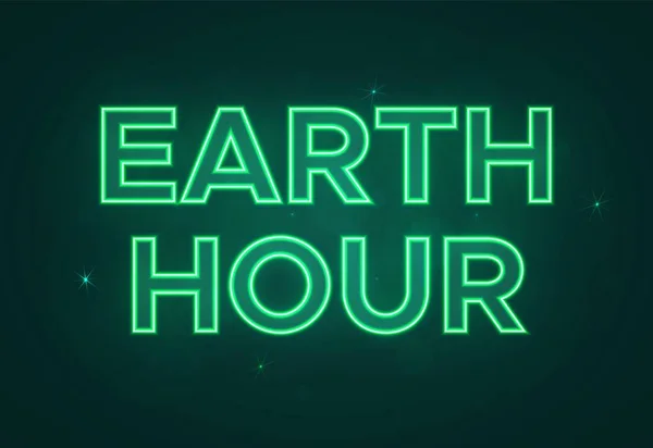 Texto vectorial en estilo verde neón a la Hora de la Tierra . — Vector de stock
