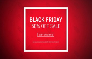 Kırmızı kare çerçeve ile Black Friday satış afiş