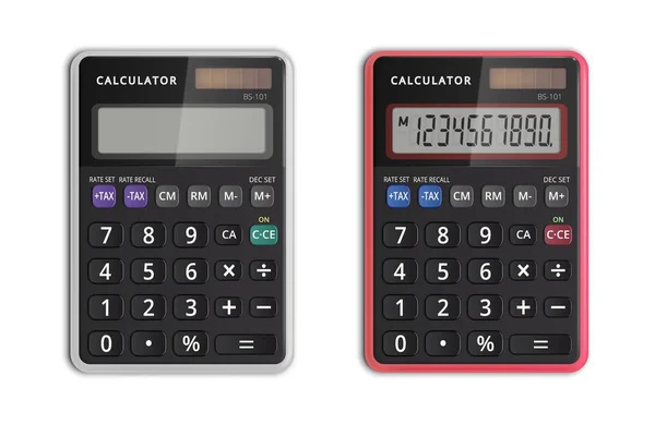 Реалістичні 3d прості калькулятори з сонячними елементами — стоковий вектор