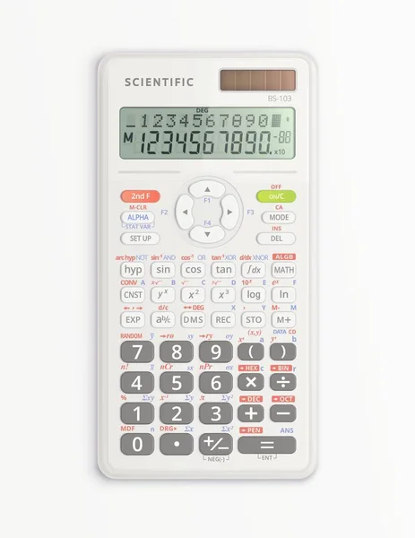 Weißes Gerät für mathematische Berechnungen mit Solarzelle. — Stockvektor