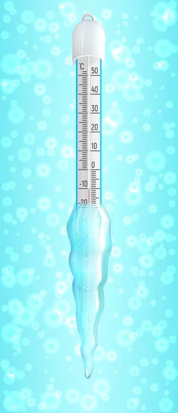 Thermometer mit Eiszapfen und Celsiusskala — Stockvektor