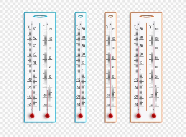 Thermometers on transparent background — Stock Vector