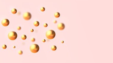 Pembe arkaplanın karşısındaki uzayda 3D topların süzüldüğü minimum bileşim.
