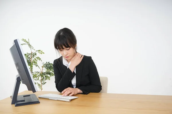 Businesswoman Getting Tired Office Work — Stock Photo, Image