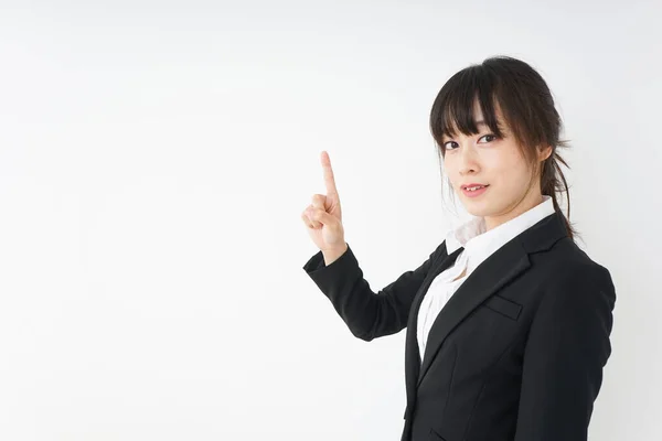 Businesswoman Wearing White Shirt Black Suit Office — Stock Photo, Image