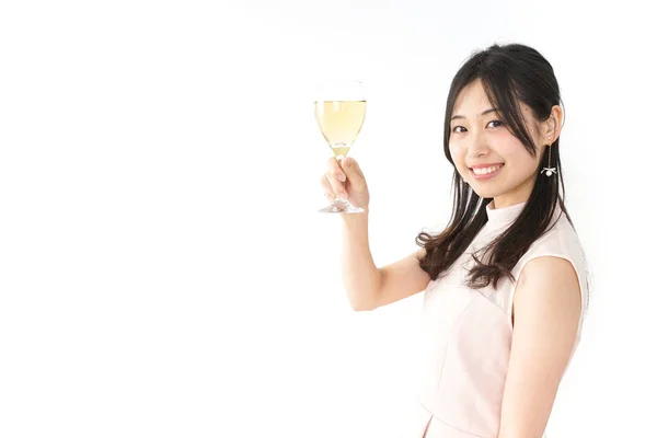 와인을 마시는 아시아 — 스톡 사진