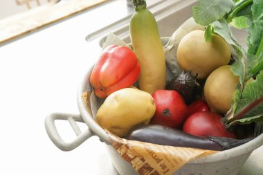 Mutfakta meyve ve sebze yakın çekim