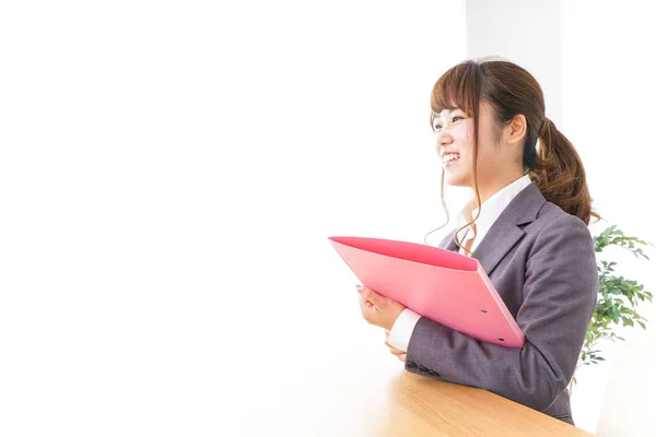 Junge Asiatische Geschäftsfrau Grauen Anzug — Stockfoto