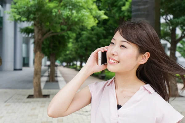 171014Woman Making Call Mulher Telefonema — Fotografia de Stock