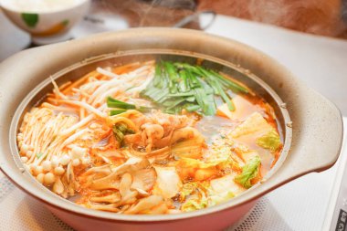 Kimchi güveç, yakın görüş.