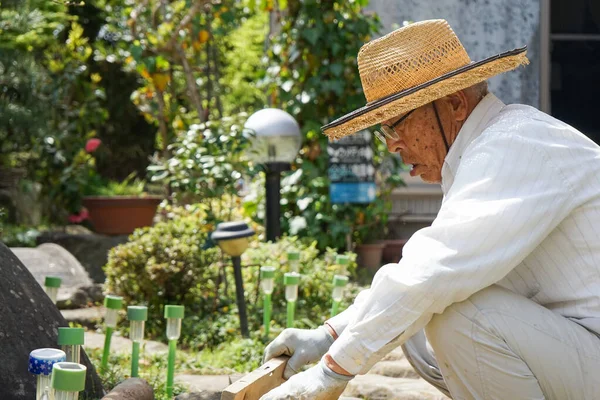 在花园里干活的老年人 — 图库照片