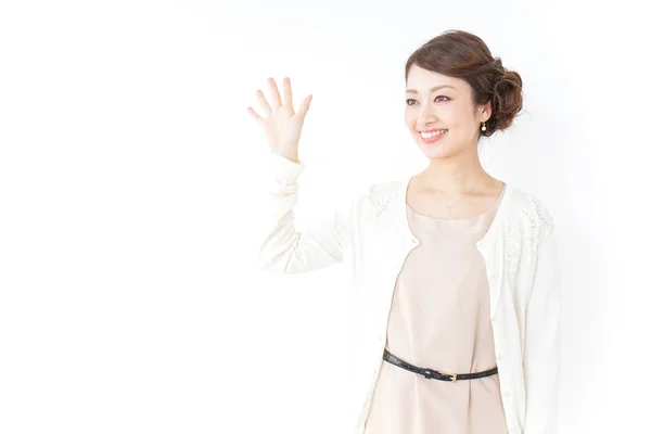 Mujer Posando Aislada Sobre Fondo Blanco — Foto de Stock