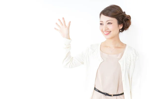 Mujer Posando Aislada Sobre Fondo Blanco — Foto de Stock