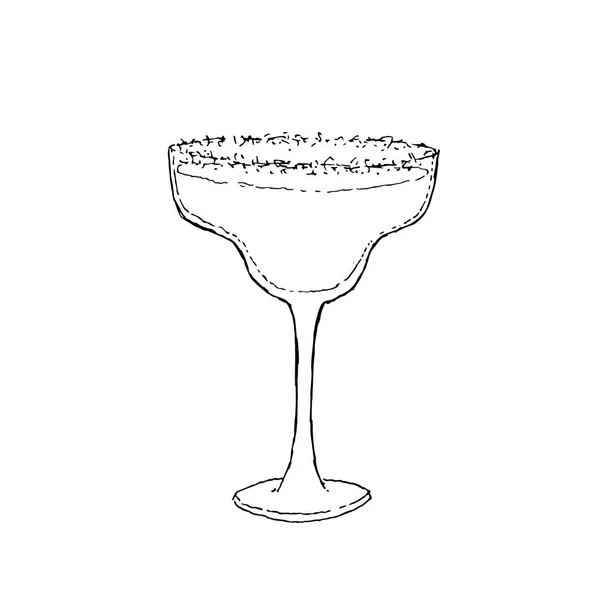 Margarita Cocktail digitális rajzvektor illusztráció. Üveg fehér, elszigetelt háttér — Stock Vector