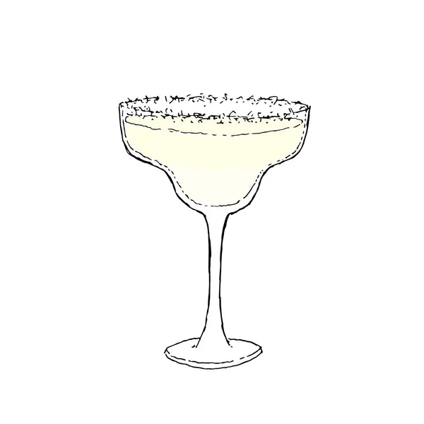 玛格丽塔鸡尾酒彩色数字绘图矢量插图。白色隔离背景上的玻璃 — 图库矢量图片