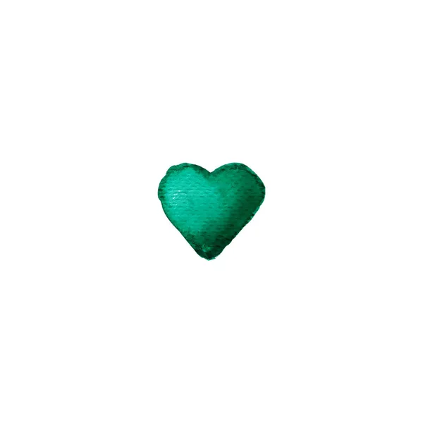 Watercolor green heart hand draw illustration background — Stock Photo, Image