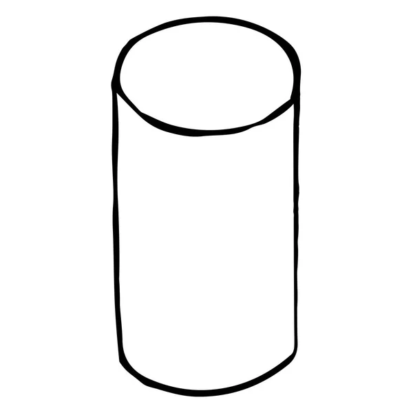 Cylinder. Sketch, hand drawing. Black outline on white background. Vector illustration — Stock Vector